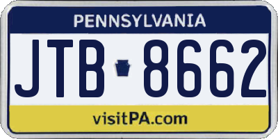 PA license plate JTB8662