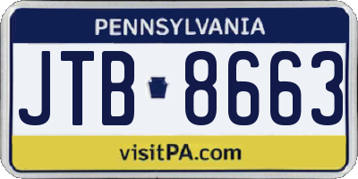 PA license plate JTB8663