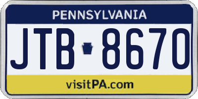 PA license plate JTB8670