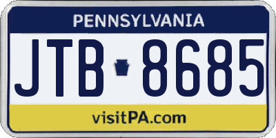 PA license plate JTB8685
