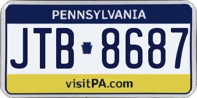 PA license plate JTB8687
