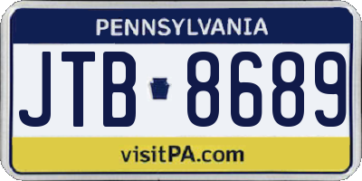 PA license plate JTB8689