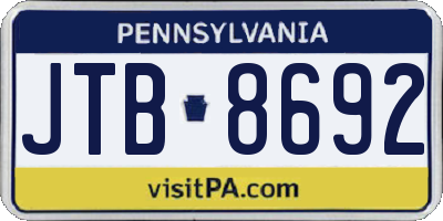 PA license plate JTB8692