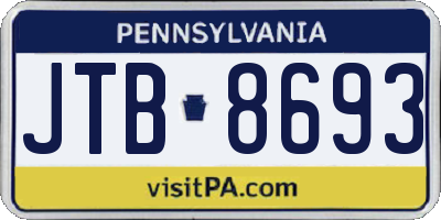 PA license plate JTB8693