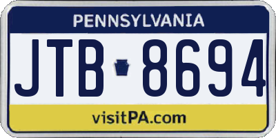 PA license plate JTB8694
