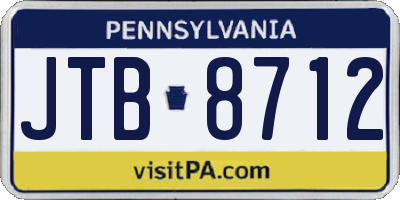 PA license plate JTB8712