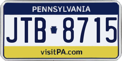 PA license plate JTB8715