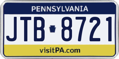 PA license plate JTB8721