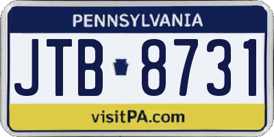 PA license plate JTB8731