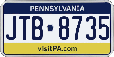 PA license plate JTB8735