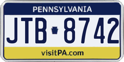 PA license plate JTB8742