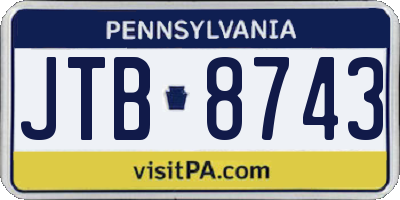PA license plate JTB8743
