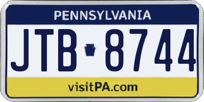 PA license plate JTB8744
