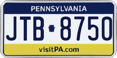 PA license plate JTB8750