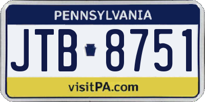 PA license plate JTB8751