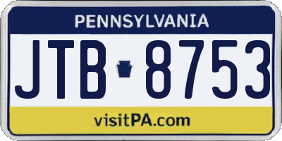 PA license plate JTB8753