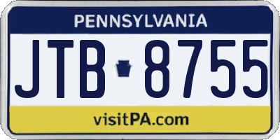 PA license plate JTB8755