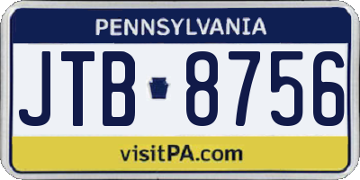 PA license plate JTB8756