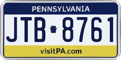 PA license plate JTB8761