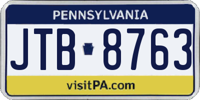 PA license plate JTB8763