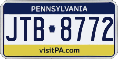 PA license plate JTB8772
