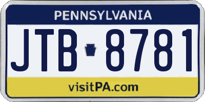PA license plate JTB8781