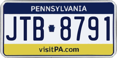 PA license plate JTB8791