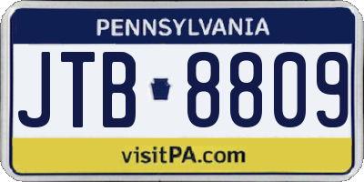 PA license plate JTB8809
