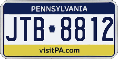 PA license plate JTB8812