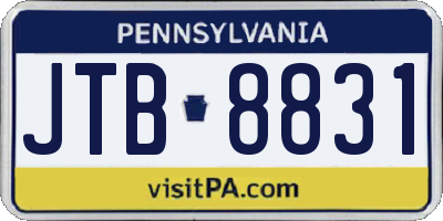 PA license plate JTB8831