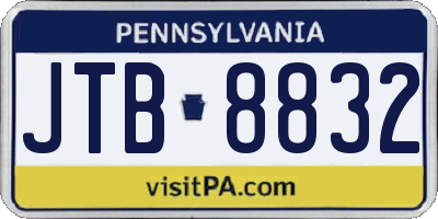 PA license plate JTB8832
