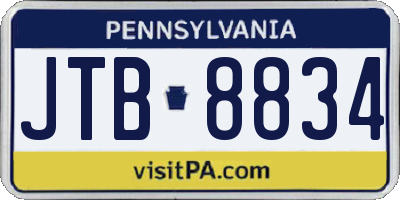 PA license plate JTB8834