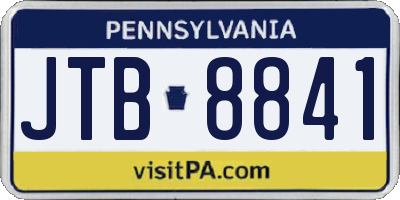 PA license plate JTB8841