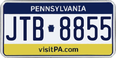 PA license plate JTB8855