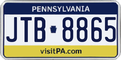 PA license plate JTB8865