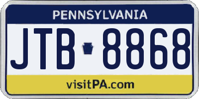PA license plate JTB8868