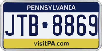 PA license plate JTB8869