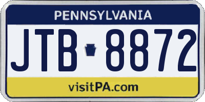 PA license plate JTB8872