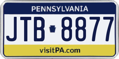 PA license plate JTB8877