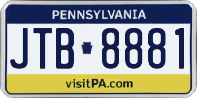 PA license plate JTB8881