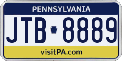 PA license plate JTB8889