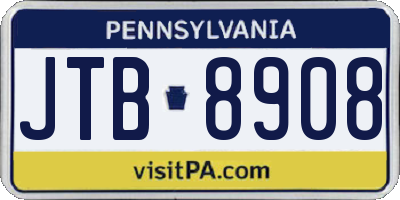 PA license plate JTB8908