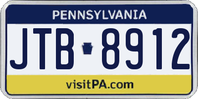 PA license plate JTB8912