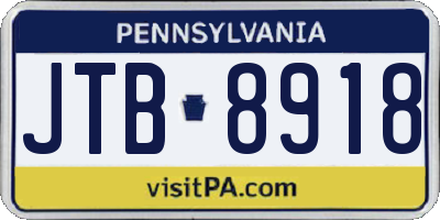 PA license plate JTB8918