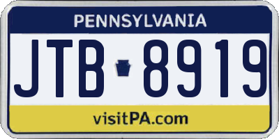 PA license plate JTB8919