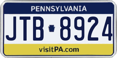 PA license plate JTB8924