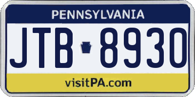 PA license plate JTB8930