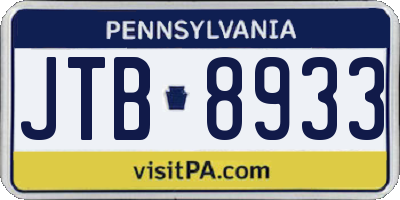 PA license plate JTB8933