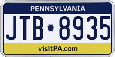 PA license plate JTB8935