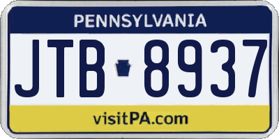 PA license plate JTB8937